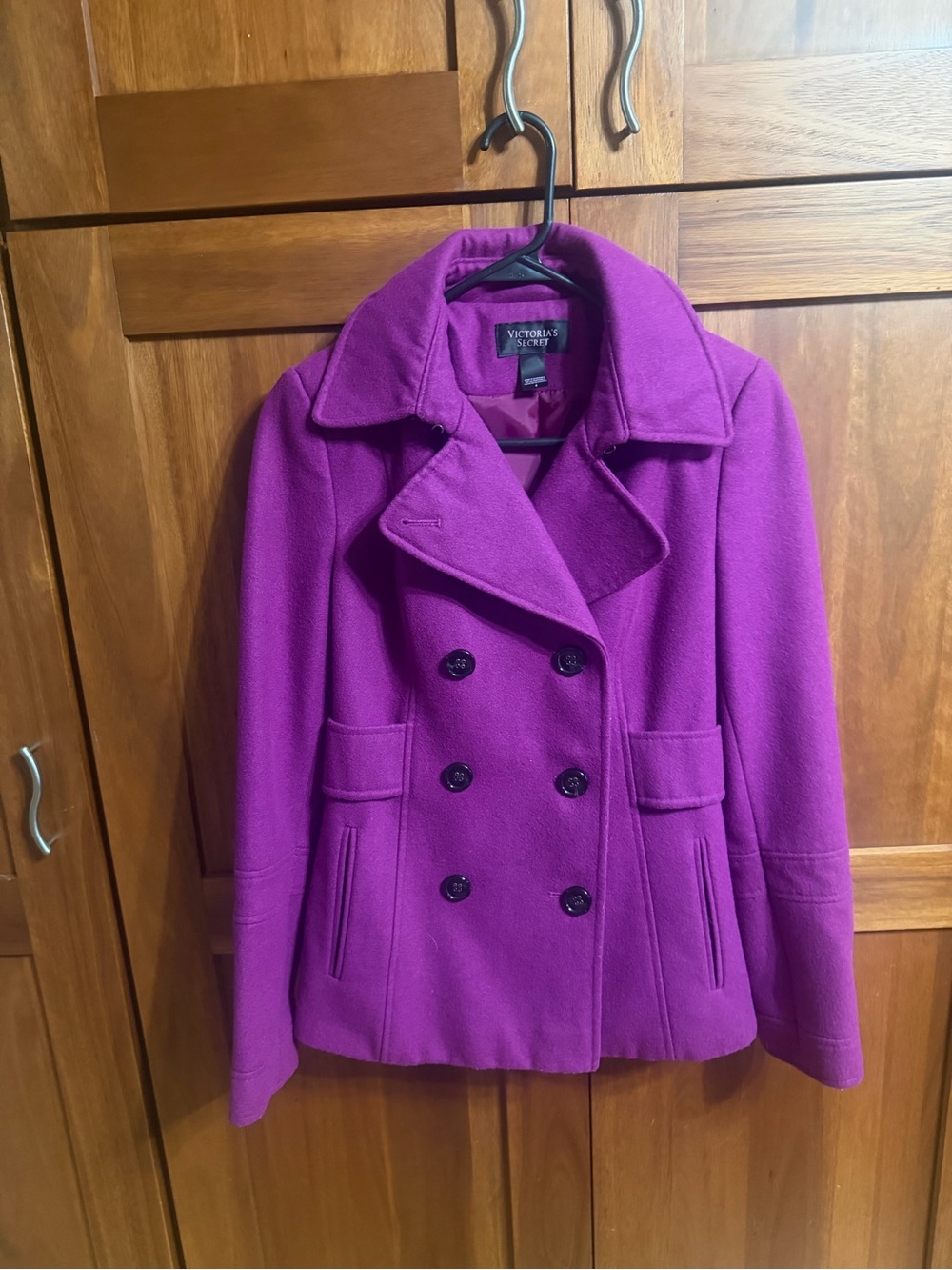 Victoria's Secret Vibrant Purple Double-Breasted Peacoat